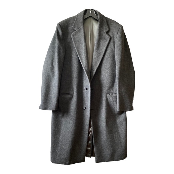 Vintage Men’sDress Wool Coat peter’s Long GrayCoat over coat size XL